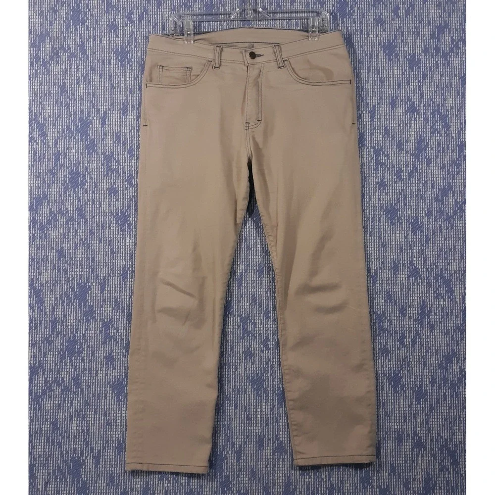 Blue Delta Chino Pants Mens Size Waist 34 Inseam 27.5 Beige Flat Front
